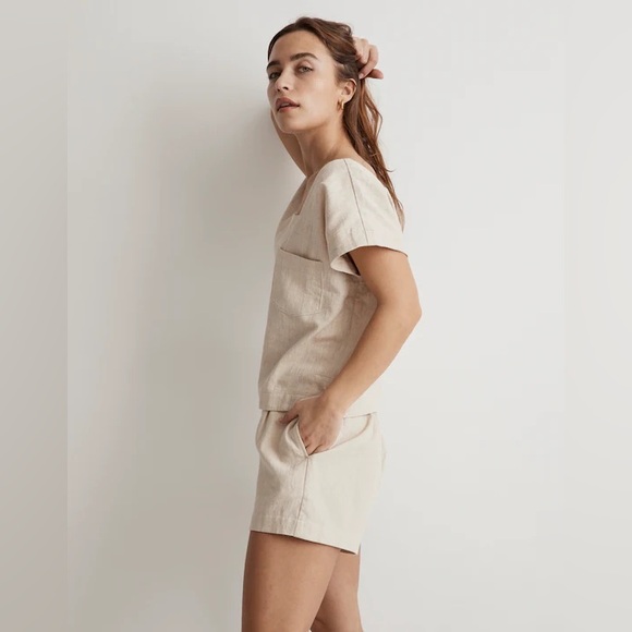 New with tags. Madewell Natural Linen-Cotton Square-Neck Top - Medium - Picture 2 of 6
